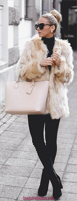 Furry Coat Outfit Ideas 35 Ways To, What To Wear With Black Fluffy Coat