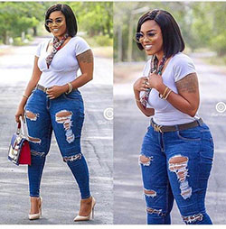 Black Girls Slim-fit pants, Sexy Jeans: Black Girl Casual Outfit  
