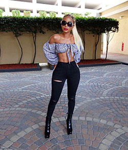 Black Girls Slim-fit pants, Casual wear: 