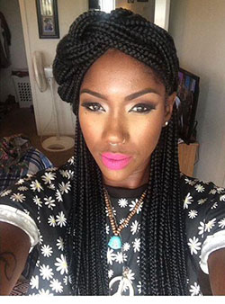 Black Girl Box braids, French braid: Afro-Textured Hair,  Box braids,  African hairstyles,  Black Hairstyles  