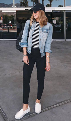 Jeans and Sneakers, Black Jeans Casual wear, Jean jacket: Outfit Ideas,  Slim-Fit Pants,  Sneakers Outfit,  Jeans For Girls  