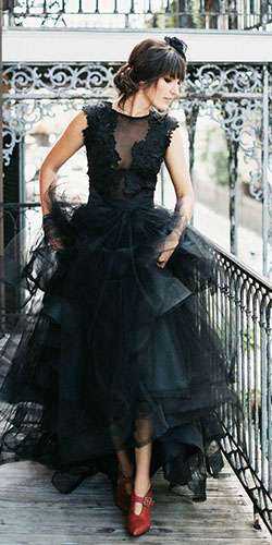 Little black dress. Wedding dress, Ball gown: black dress,  Wedding dress,  Gothic fashion,  Goth dress outfits,  Evening gown  