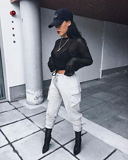 Hip hop fashion. Black Girls Casual wear, Crop top: 