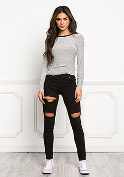 Black Jeans Casual wear, Tube top: Jeans For Girls  