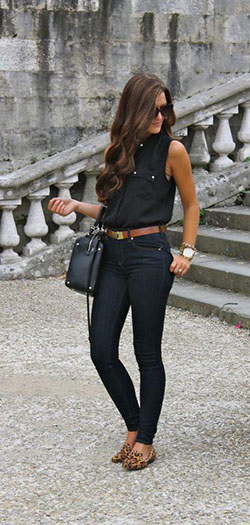 Black Jeans Outfit Animal print, Clothing Accessories: Animal print,  Jeans For Girls  