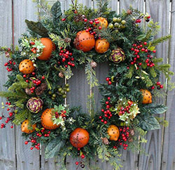 Orange christmas wreath: Christmas Day,  Santa Claus,  Christmas tree,  Christmas ornament,  Christmas decoration  