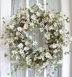 Daisy wreath diy: Flower Bouquet,  Floral design,  Hessian fabric  