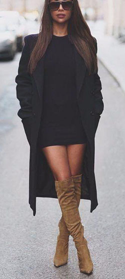 Fashion Inspiration Thigh highs boots outfit: Chap boot  