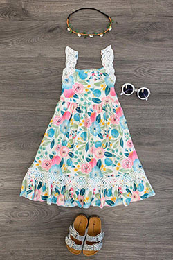 Floral Tank Lace Dress: 