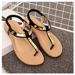 Golden Strap Sandals: 