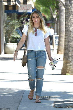 Hilary Duff has friendly outing with ex Mike Comrie and son Luca: Denim Outfits,  Ripped Jeans,  Los Angeles,  Stock photography,  Hilary Duff  