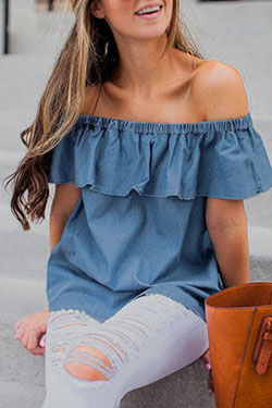 Women Casual Tunic Ruffle Blouses T Shirts Tops Irregular Hem Oversized Summer: 