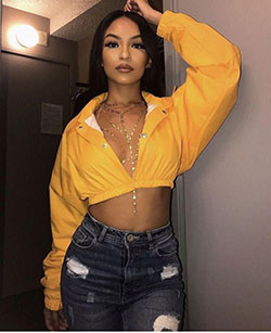 Black Girls Casual wear - fashion, yellow, sweatshirt, image: yellow top,  Yellow Crop Top  