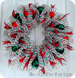 Mesh deco wreath: Christmas Day,  Christmas ornament,  Christmas decoration,  Deco mesh  