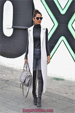Grey Boots Outfit. Casual outfits Knee-high boot, Over-the-knee boot: Polo neck,  Boot Outfits,  Girls Work Outfit,  Chap boot  