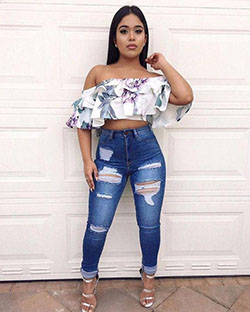 Outfit of the day. Latest Denim Fashion Styles for the Ladies: Denim Outfits,  Ripped Jeans,  Outfit Ideas,  Dresses Ideas  