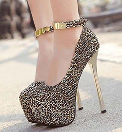 Bapu Biru Vategaonkar. Leopard club ankle strap pump high heels for the modern woman: party outfits,  High-Heeled Shoe,  Stiletto heel,  High Heel Ideas,  Best Stilettos Ideas,  Platform shoe  
