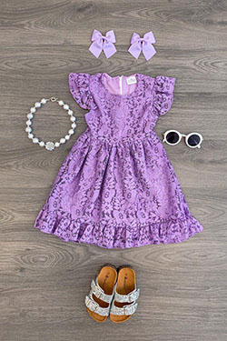 Lily Lace Dress - Lavender: 
