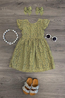 Lily Lace Dress - Olive Green: 