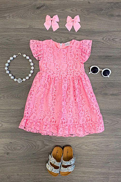 Lily Lace Dress - Pink: 