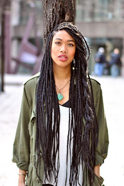 Black Girl Box braids, Afro-textured hair: Long hair,  African hairstyles,  Black Hairstyles  