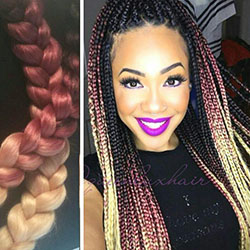 Black Girl Box braids, Synthetic dreads: Afro-Textured Hair,  African hairstyles,  Black Hairstyles,  Blonde Braids  