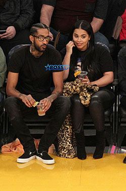 South Los Angeles. Nipsey Hussle and Lauren London seen out at the Lakers vs. Spurs game at the Sta...: Los Angeles,  Nipsey Hussle,  Lauren London  