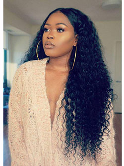 Curly Hair Wig. Black Girls Lace wig, Pre Plucked: 