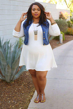 Plus Size Party Dresses For 21st Birthday: Jean jacket,  Slim-Fit Pants,  Plus Size Party Outfits,  Cute Outfit For Chubby Girl,  Chubby Girl attire  