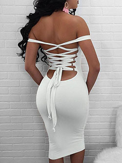 Sexy Bandage Strappy Back Bodycon Dress: 