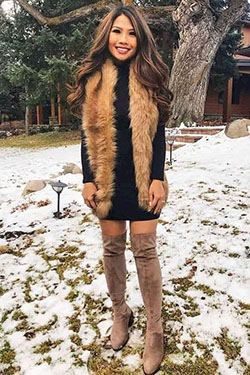 Little black dress. Casual outfits Winter clothing, Fur clothing: 
