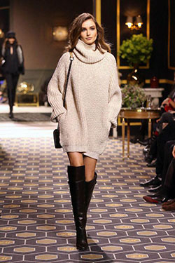 Sweater dress and knee high boots! Yes! x Shop esther.com.au: Chap boot,  Turtleneck Sweater Outfits,  High Boots  