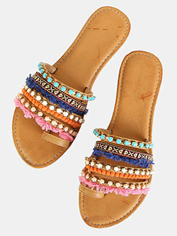 Tribal Slide Sandals NATURAL | MakeMeChic.COM: 