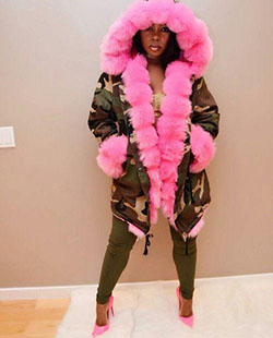 PINK fur coat. Black Girls Fur clothing, Fake fur: Furry Coat  