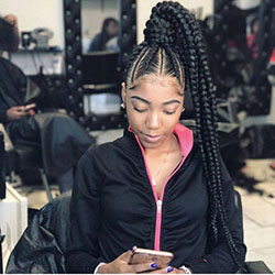 Black Girl Box braids, Black hair: Afro-Textured Hair,  Hairstyle Ideas,  African hairstyles,  Black Hairstyles,  Braided Ponytail  