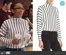 maje Mesh Stripe Crop Sweater: 