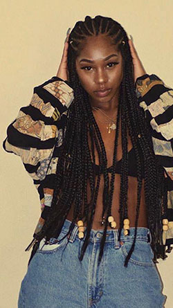 Black Girl Box braids, Crochet braids: Afro-Textured Hair,  Hairstyle Ideas,  African hairstyles,  Black Hairstyles,  French braid  