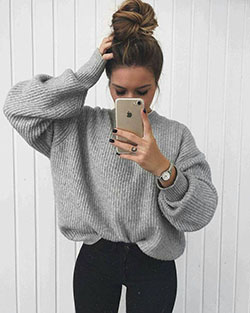 Bun hairstyle to carry with Winter cloths.: Clothing Accessories,  winter outfits,  Fashion outfits,  Outfits With Bun Hairstyle  