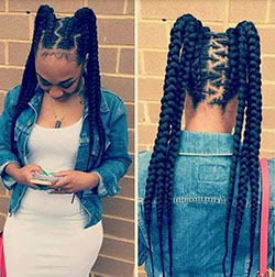 Black Girl Box braids, Afro-textured hair: Hairstyle Ideas,  African hairstyles,  Braid Styles,  Black Hairstyles,  Black girls  