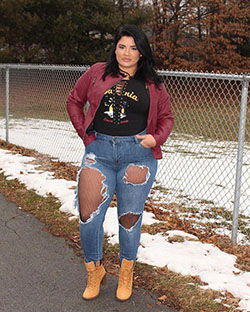 Slim-fit pants, Plus-size clothing - jeans, denim, fashion, t-shirt: Leather jacket,  Hot Plus Size Model  