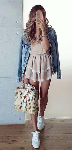 blue denim jacket #summer #outfits style: summer outfits,  Jean jacket  