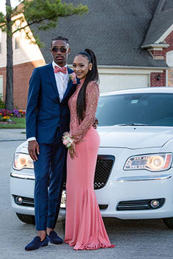 Homecoming Outfits For Couple, gown, Party dress: Motor vehicle,  Black Couple Homecoming Dresses  