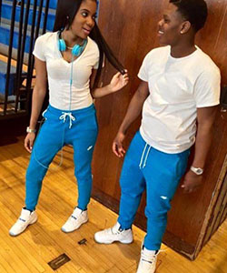 White T Shirt Matching Nike Air ,Couple Matching Outfit: Matching Couple Outfits,  Matching Outfits,  Black Couple,  Black Relationship  