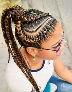 Black Girl Ponytail Hairstyles, Black Girl Box braids, Black hair: Afro-Textured Hair,  Long hair,  Cute Girls Hairstyle,  Braided Ponytail  