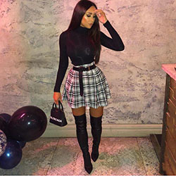 Black Girls Knee-high boot Bodycon dress: Fashion Nova,  Leather Dress,  dope outfits,  Chap boot  