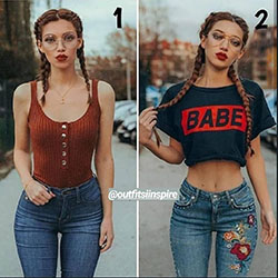 Style babe, Crop top, Ripped jeans: fashion blogger  