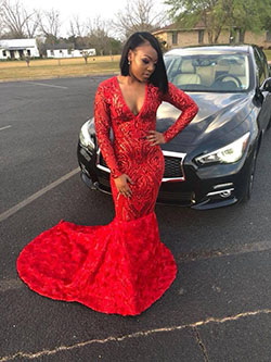 Black Girls Party dress Evening gown: Red Gown  