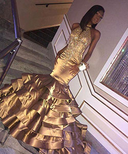 Bronze prom dress black girl: 