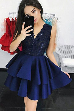 BLUE PROM DRESS, Party Outfit Formal wear, Evening gown: Bridesmaid dress,  Ball gown,  Navy blue,  Cute Party Dresses,  Dating Outfits  