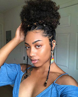 Black Girl Half Up Half Down Hairstyle, Kinky Curly: Lace wig,  Short hair,  Cute Girls Hairstyle,  curly hairstyles  